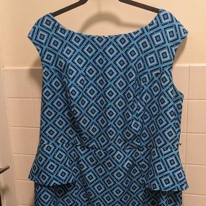 Blue peplum pencil dress